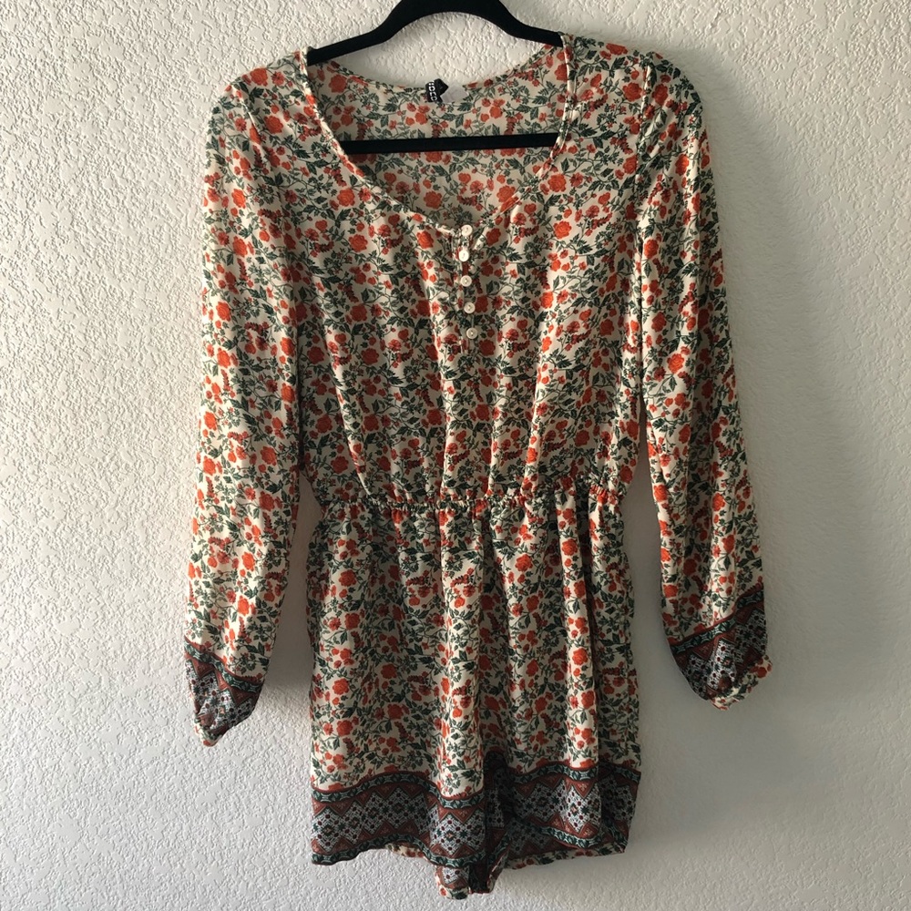 H&M long sleeve floral jumpsuit